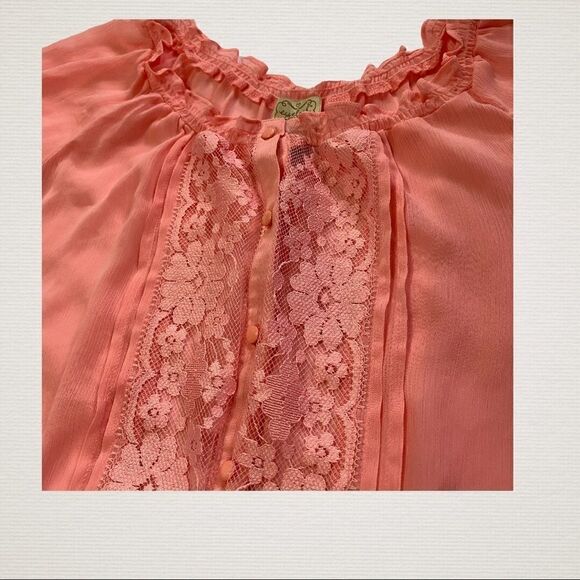 Eyelash Couture Sheer Pink Blouse - Picture 3 of 5